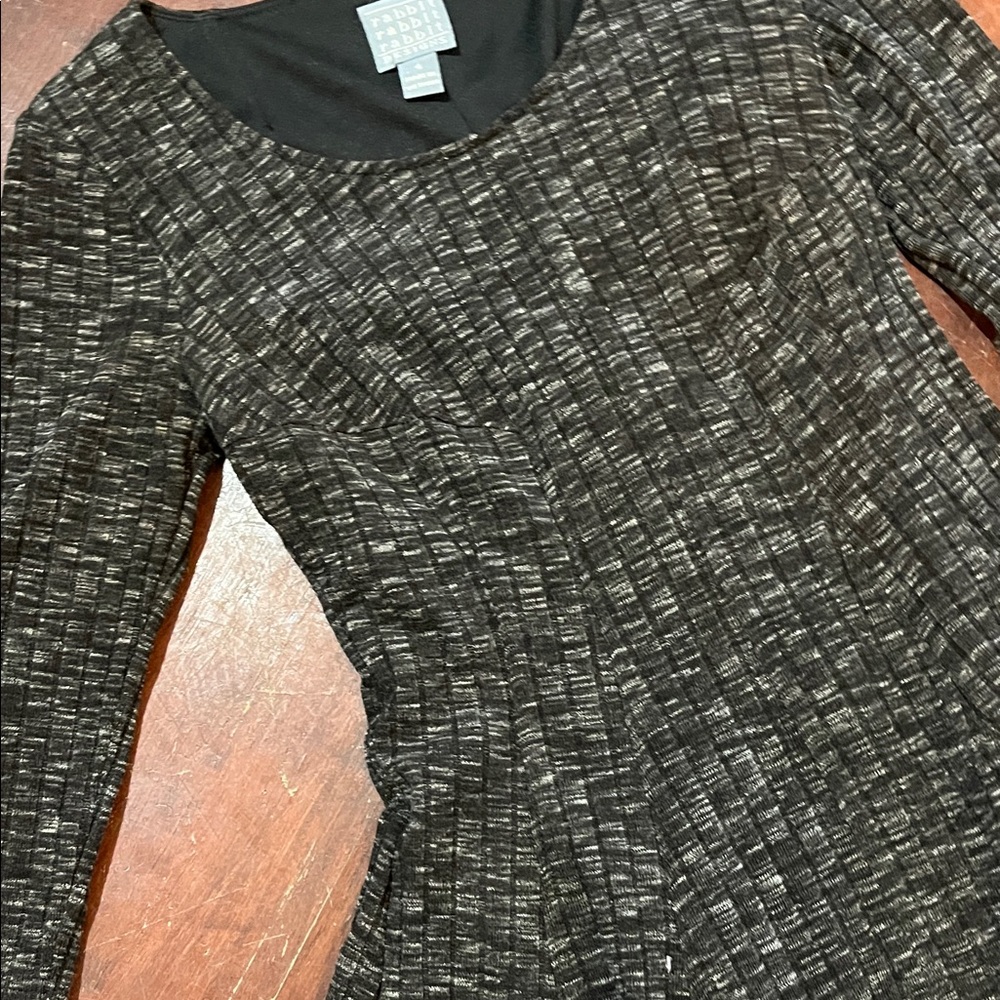 🌻3/$15🌻 Rabbit Rabbit Rabbit Black and Gray Textured Long Sleeve Dress - Picture 3 of 12